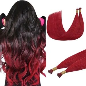 Doores 100% Human Hair Red Itip Keratin Bonded 18"  Straight Extensions 25g